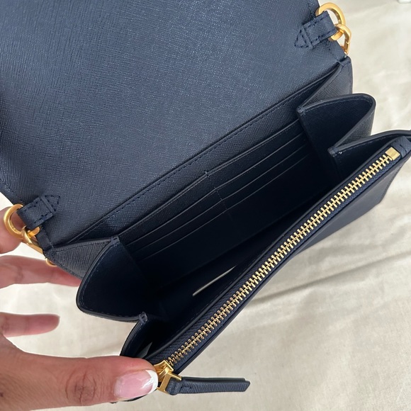 Tory Burch Emerson Chain Wallet Shoulder Leather Crossbody Bag navy - Picture 6 of 8